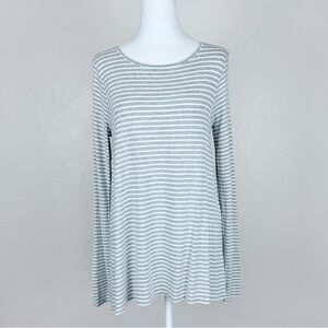 Calypso St. Barth Gray & White Striped Long Sleeve Tee Size M